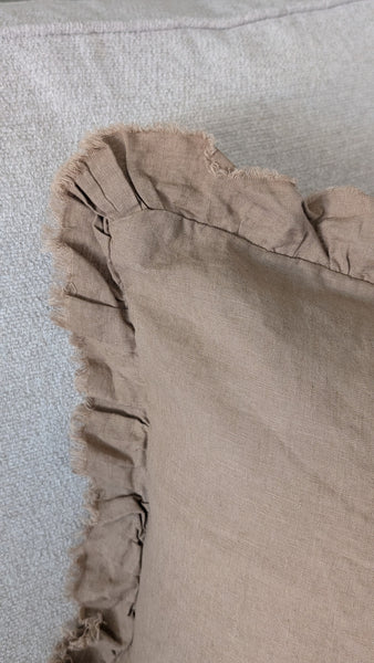 Large Coffee Brown Ruffle Cushion Cover