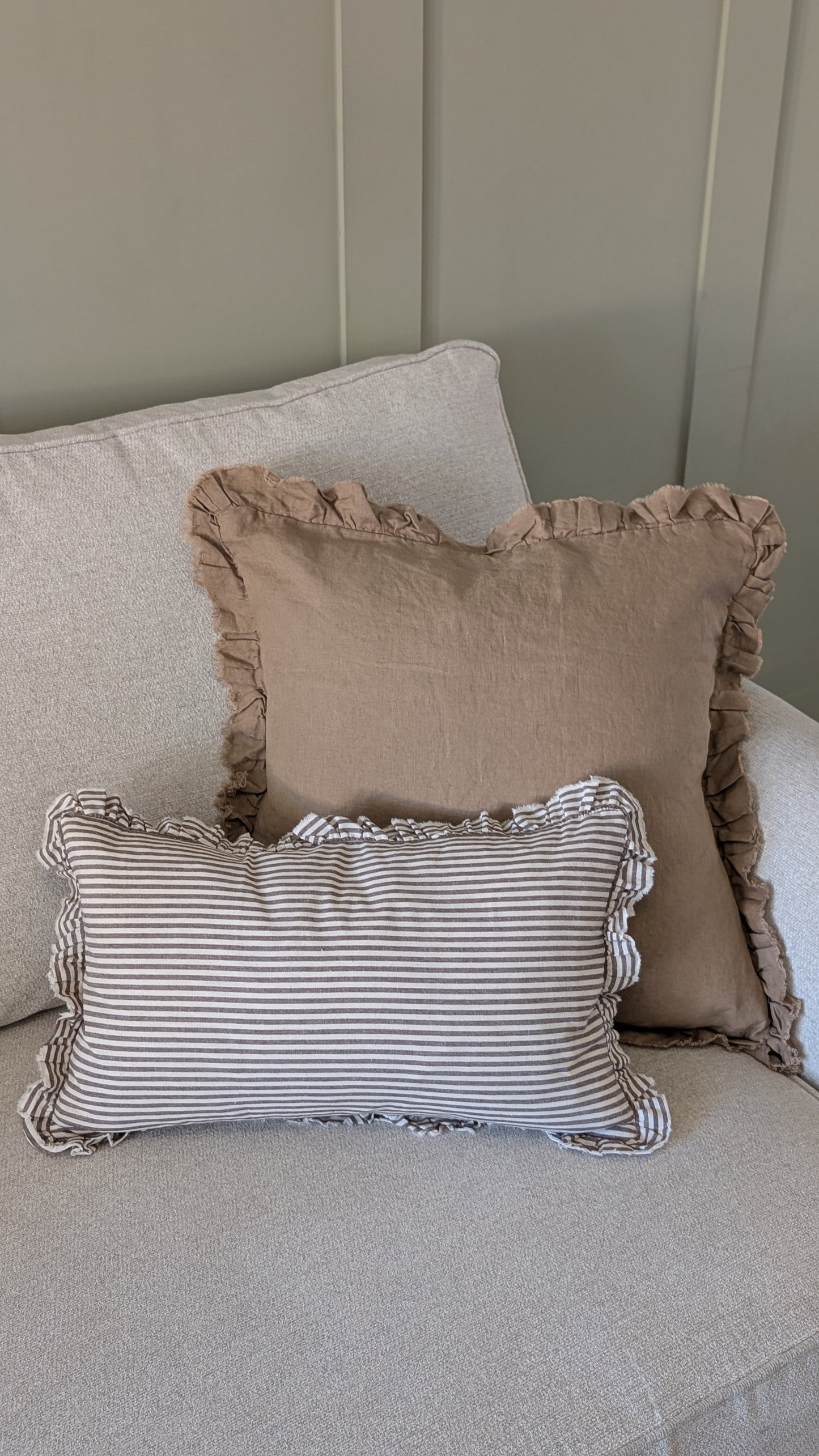 Coffee Brown Ruffle Cushion Cover