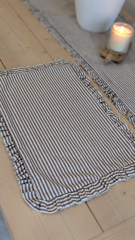 Dark Brown Stripe Ruffle Tableware