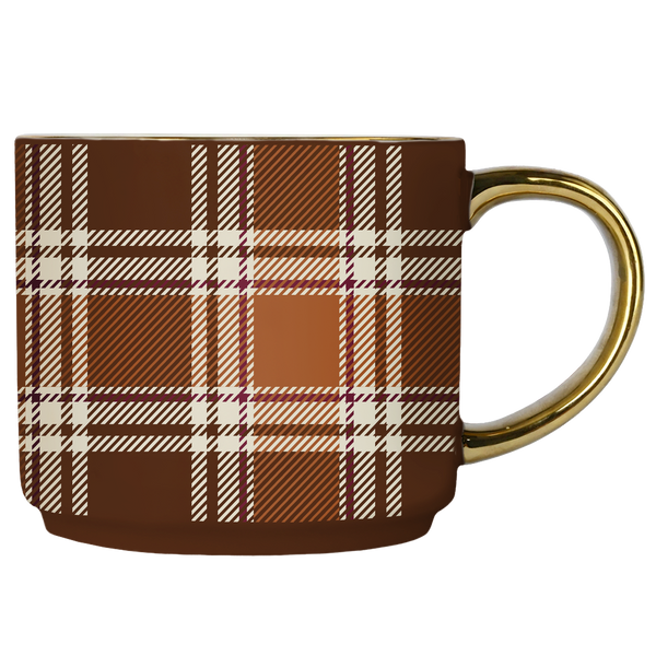 Brown Checked Coffee Mug