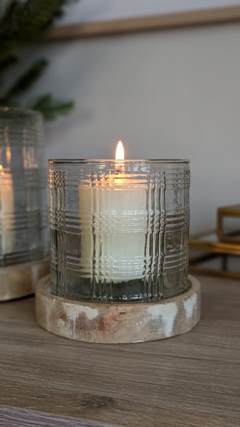 Gingham Glass Candle Holders