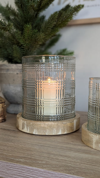 Gingham Glass Candle Holders