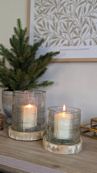 Gingham Glass Candle Holders