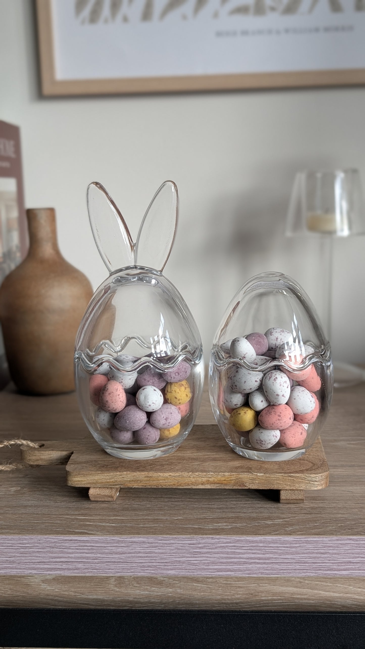 Glass Bunny and Egg Jars