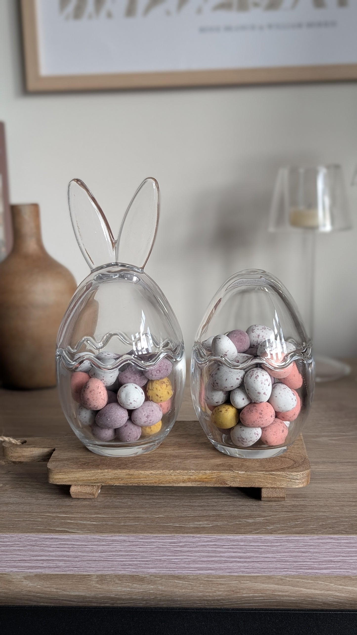 Glass Bunny and Egg Jars