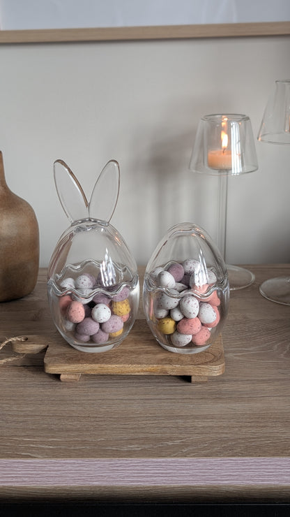 Glass Bunny and Egg Jars