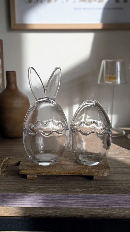 Glass Bunny and Egg Jars