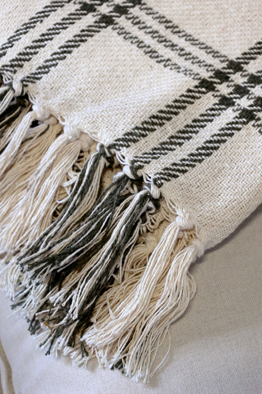 Olive Checked Throw