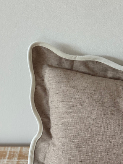 Greige Scallop Edged Rctangular Cushion Cover