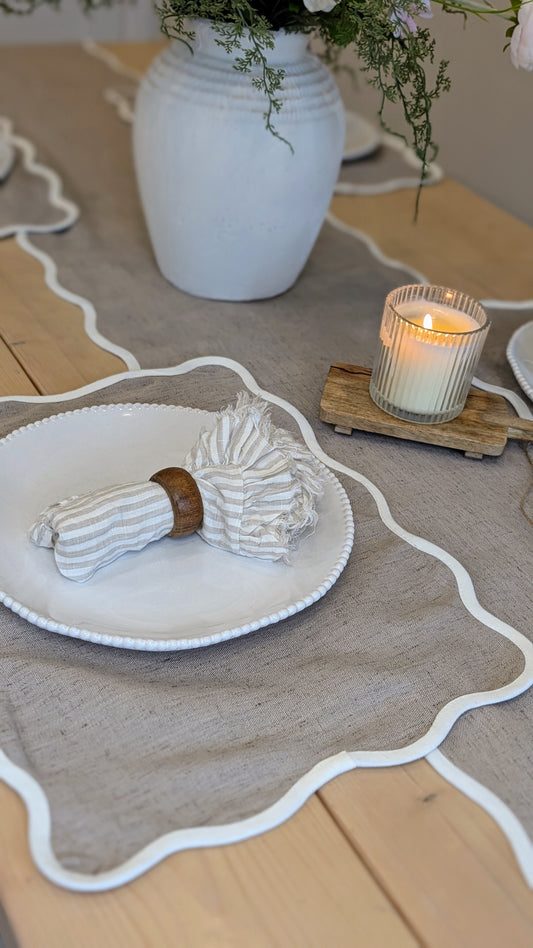 Greige Scalloped Tableware