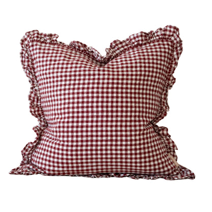 Claret Gingham Cushion Cover