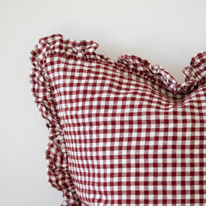 Claret Gingham Cushion Cover