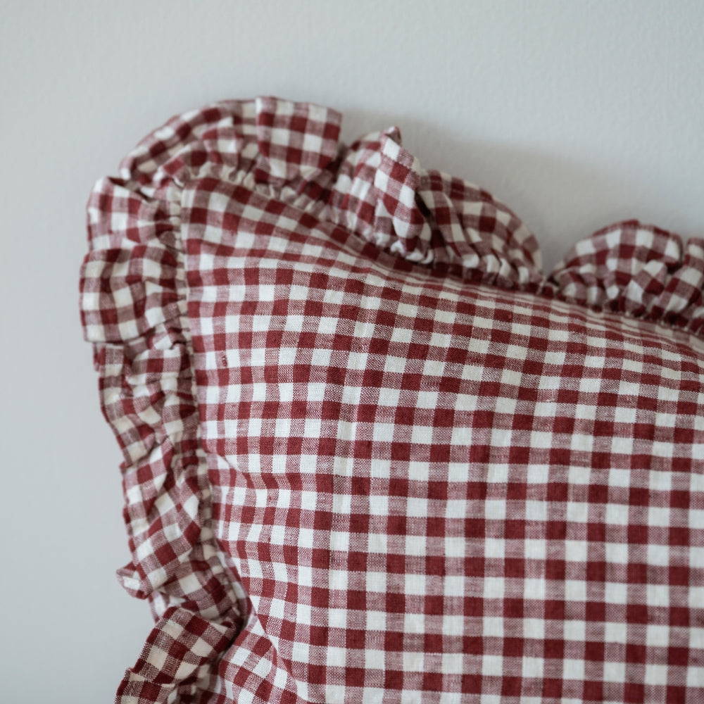 Claret Gingham Cushion Cover