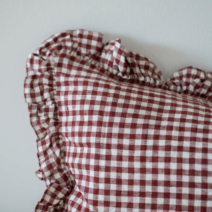 Claret Gingham Cushion Cover