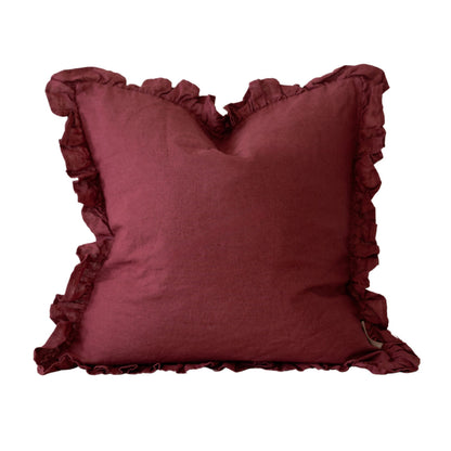 Claret Ruffle Cushion Cover