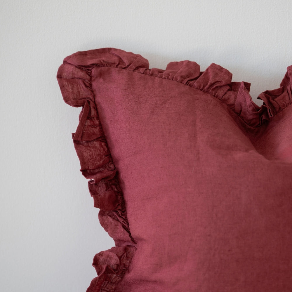 Claret Ruffle Cushion Cover