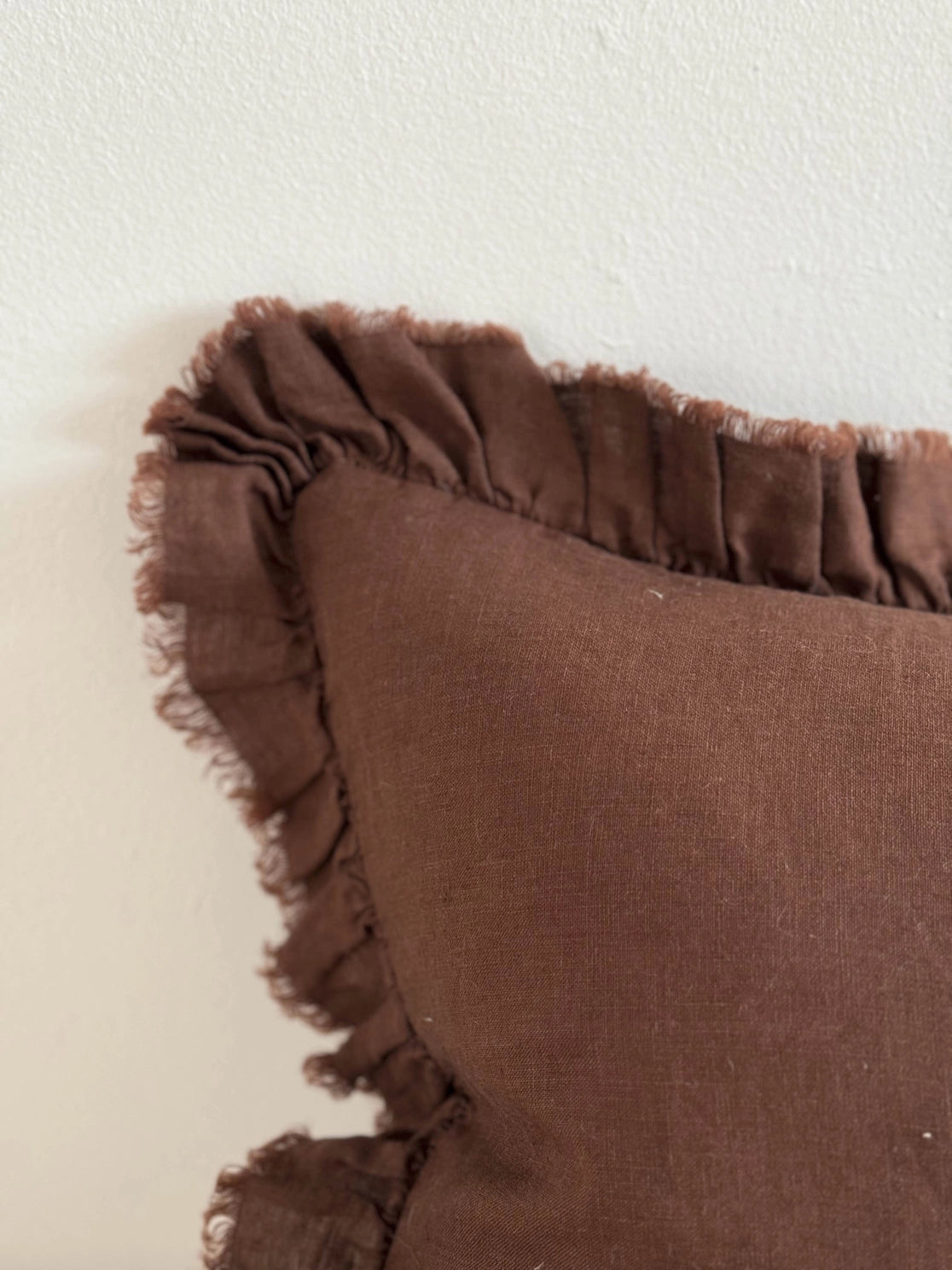 Dark Brown Ruffle Edged Cushion Cover
