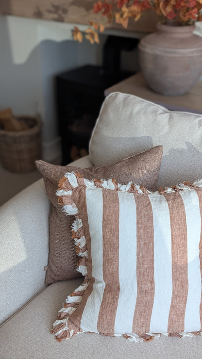 Wide Stripe Rust Cushion Cover
