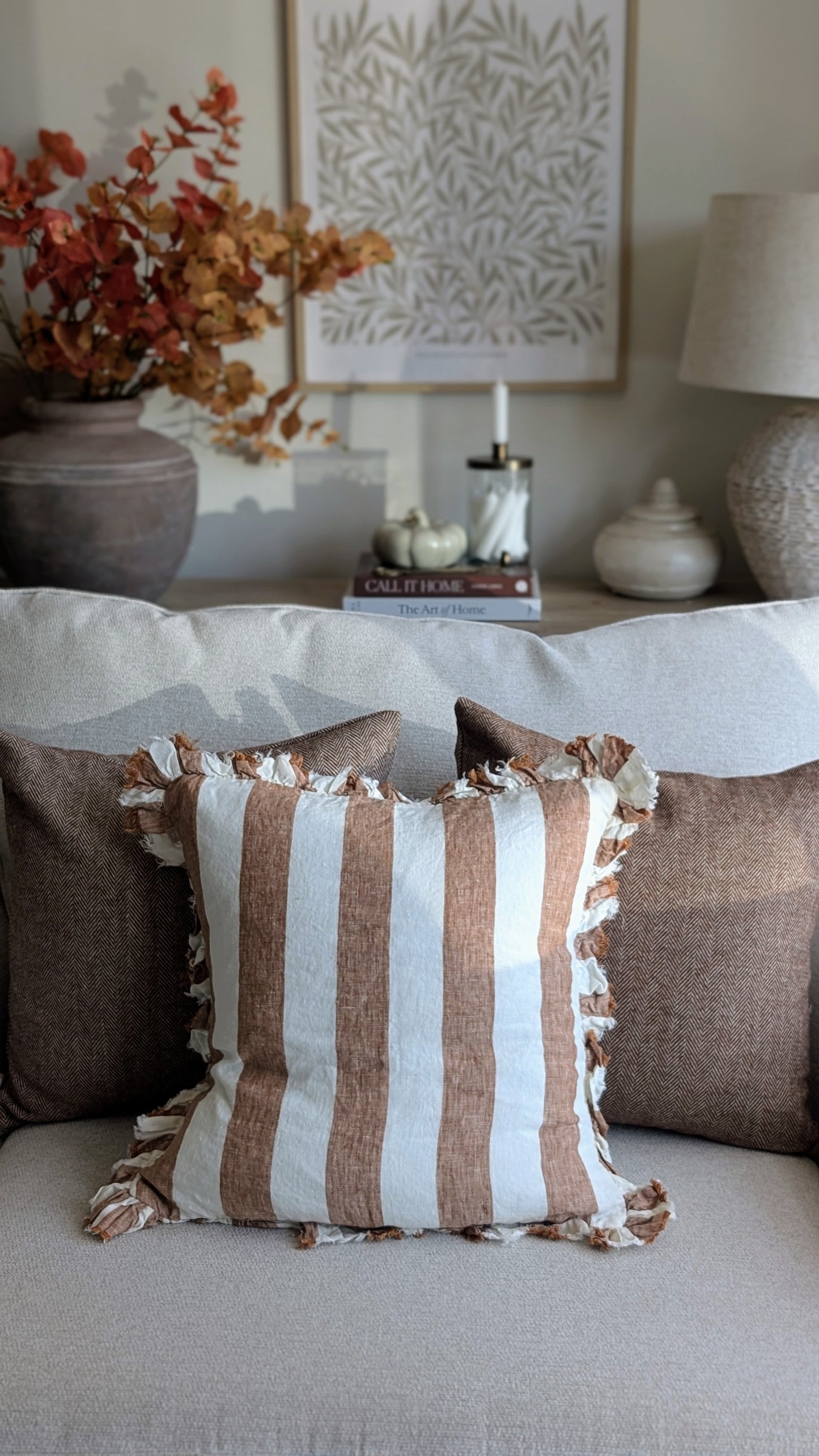 Wide Stripe Rust Cushion Cover