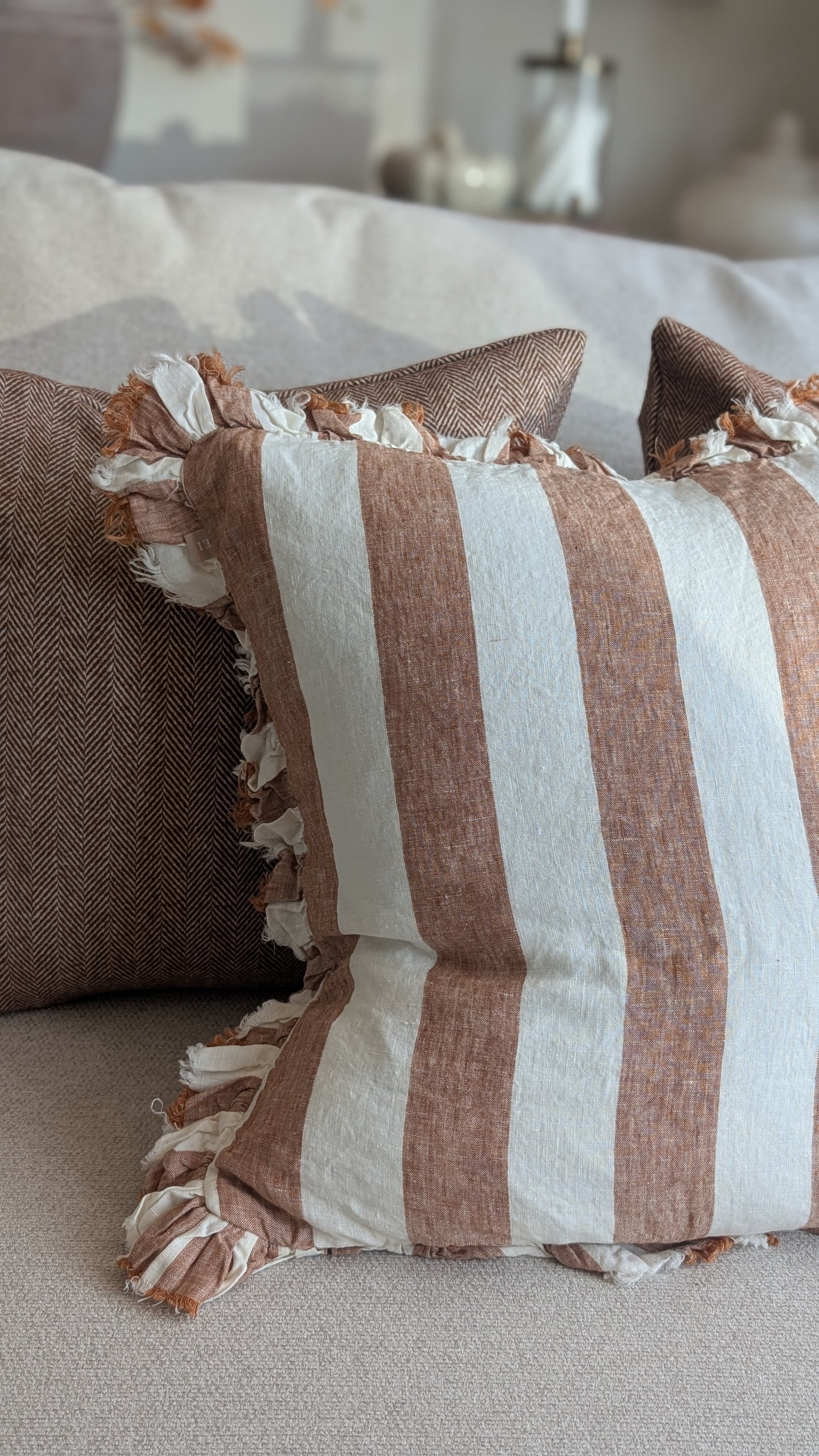 Wide Stripe Rust Cushion Cover