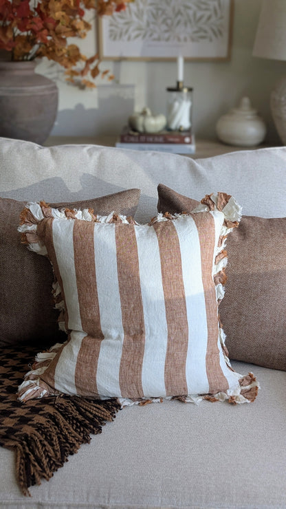 Wide Stripe Rust Cushion Cover