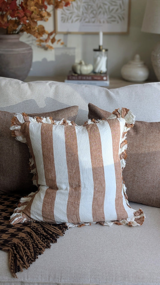 Wide Stripe Rust Cushion Cover