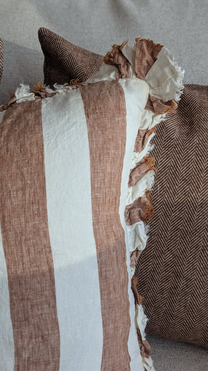 Wide Stripe Rust Cushion Cover