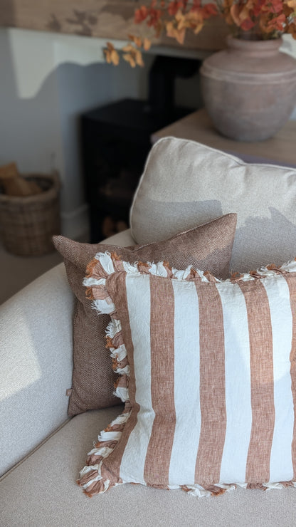 Wide Stripe Rust Cushion Cover