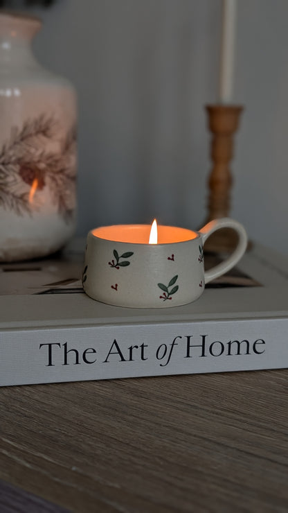 Holly Stoneware Tealight Holder