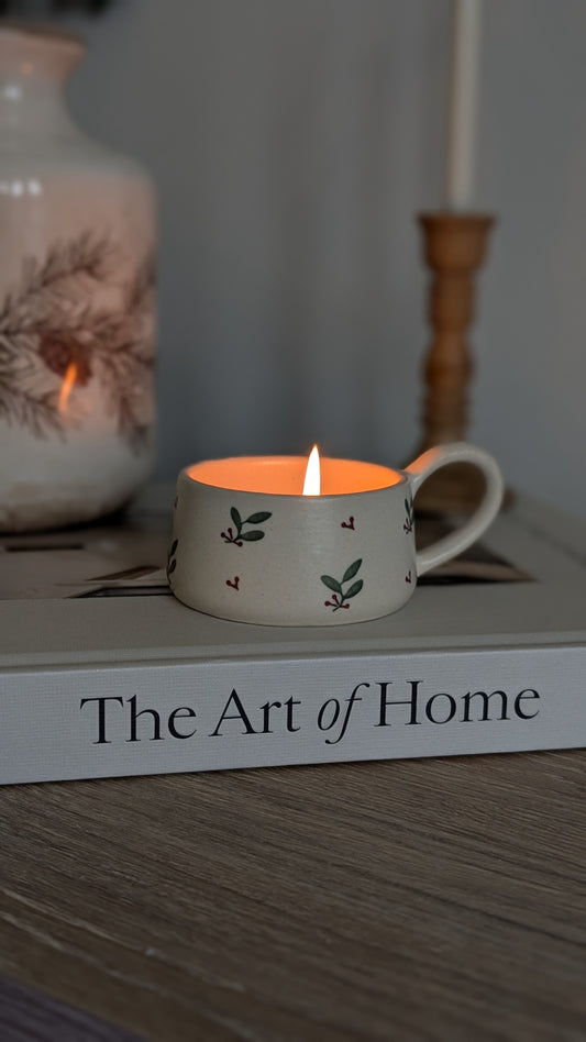 Holly Stoneware Tealight Holder
