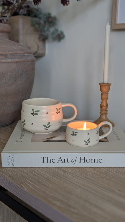 Holly Stoneware Tealight Holder