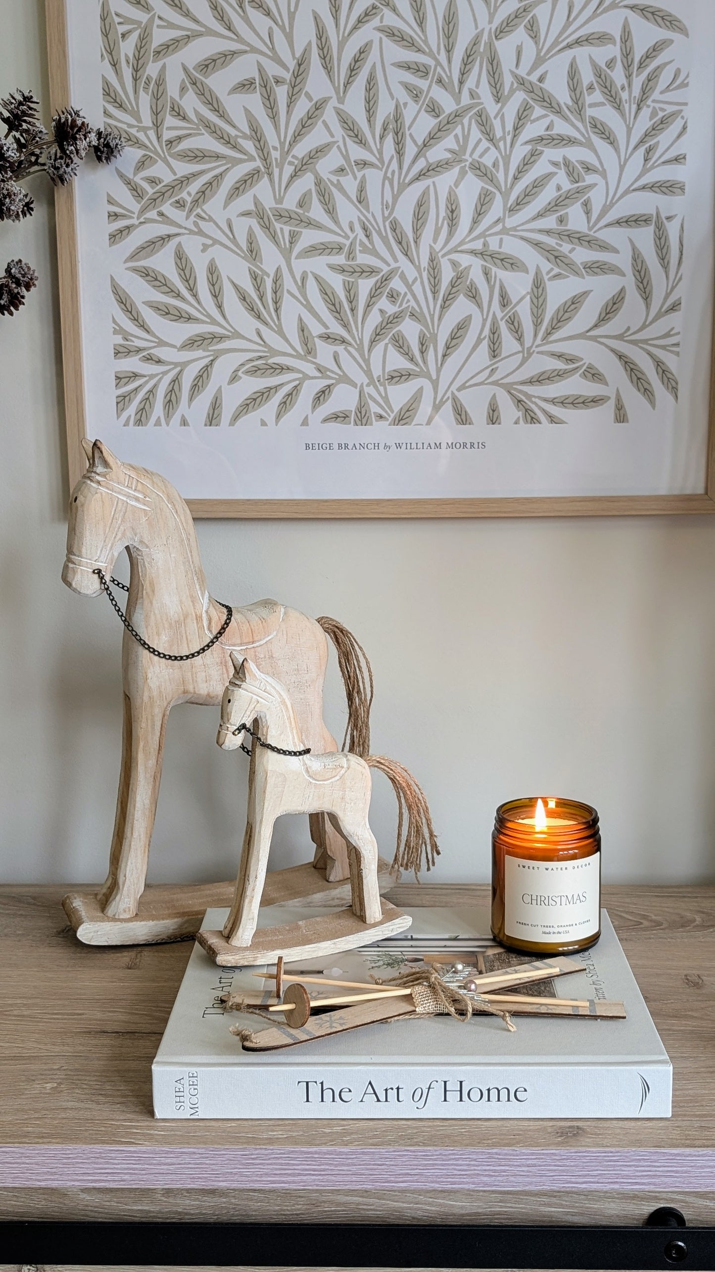 Whitewashed Wooden Rocking Horse