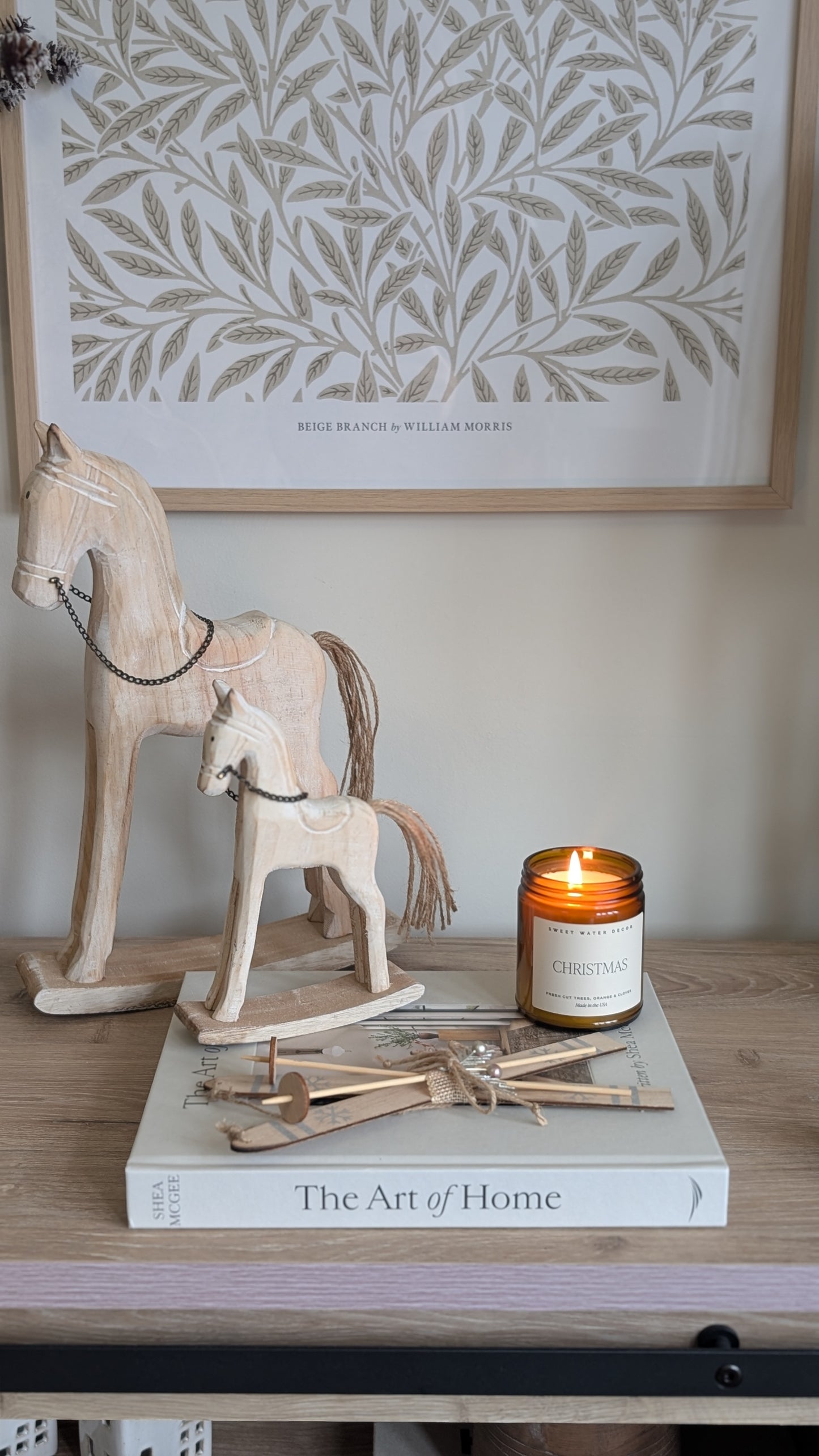 Whitewashed Wooden Rocking Horse