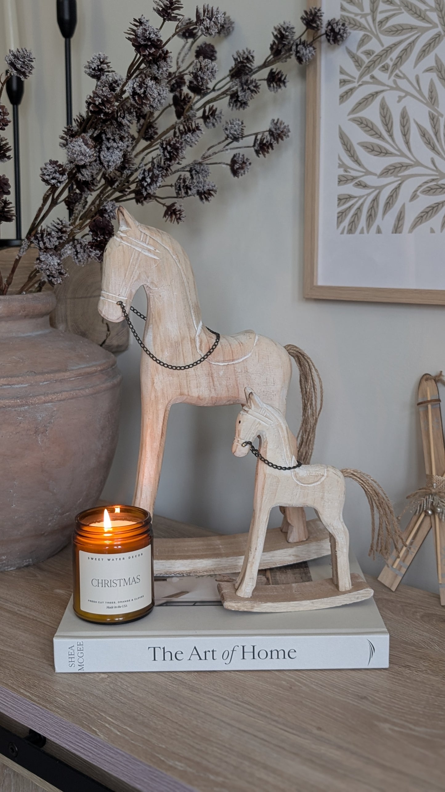 Whitewashed Wooden Rocking Horse
