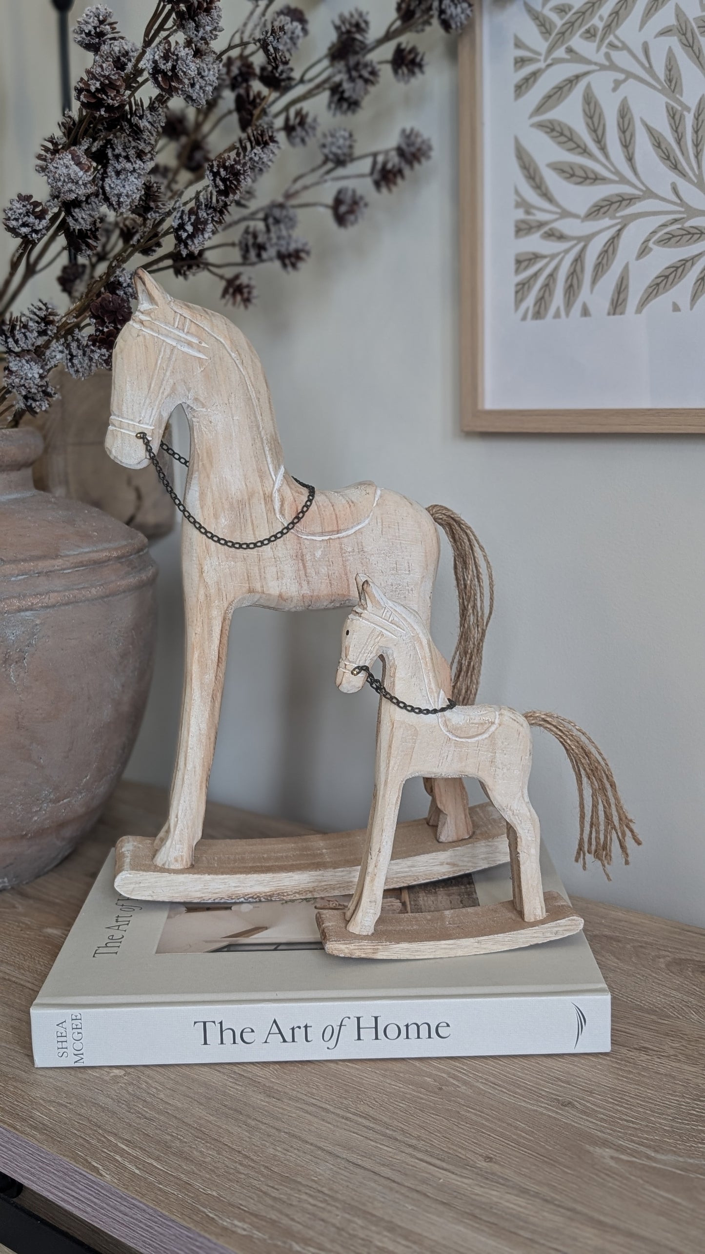 Whitewashed Wooden Rocking Horse