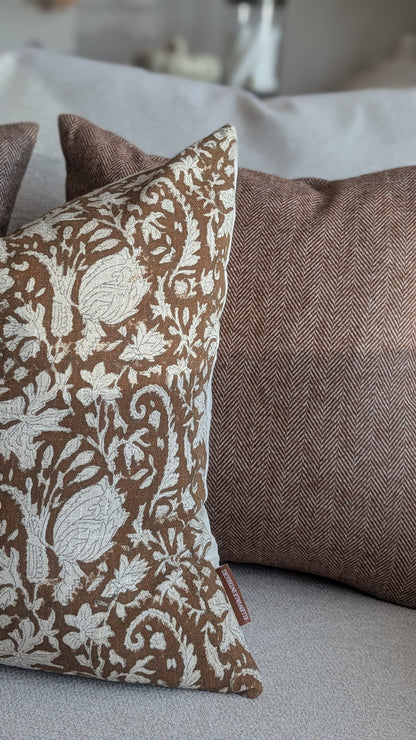 Vintage Floral Rust Cushion Cover
