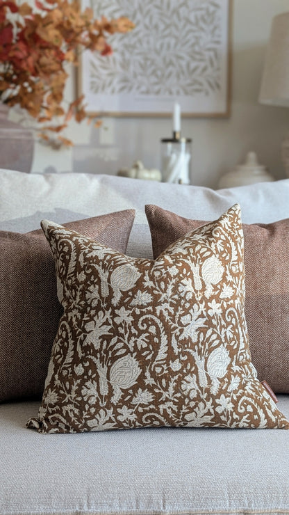 Vintage Floral Rust Cushion Cover