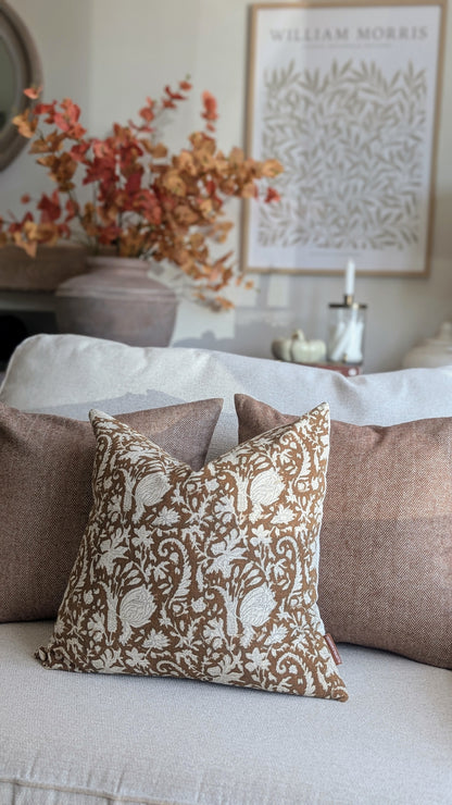 Vintage Floral Rust Cushion Cover