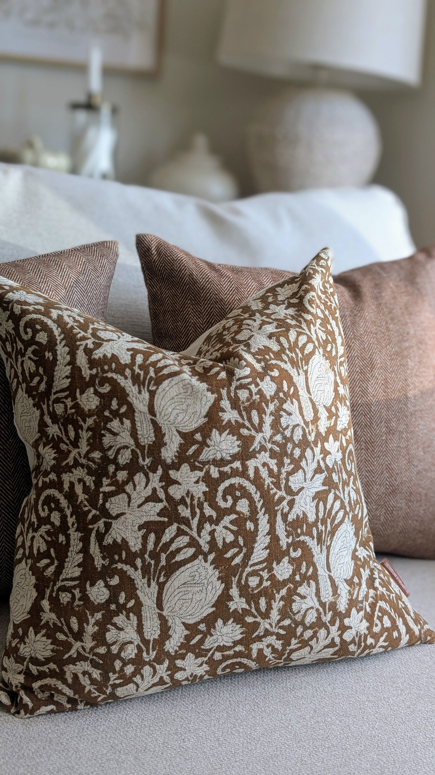 Vintage Floral Rust Cushion Cover