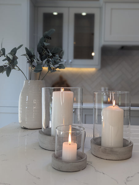 Set of 3 Concrete Hurricane Lanterns