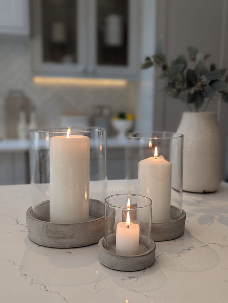 Set of 3 Concrete Hurricane Lanterns