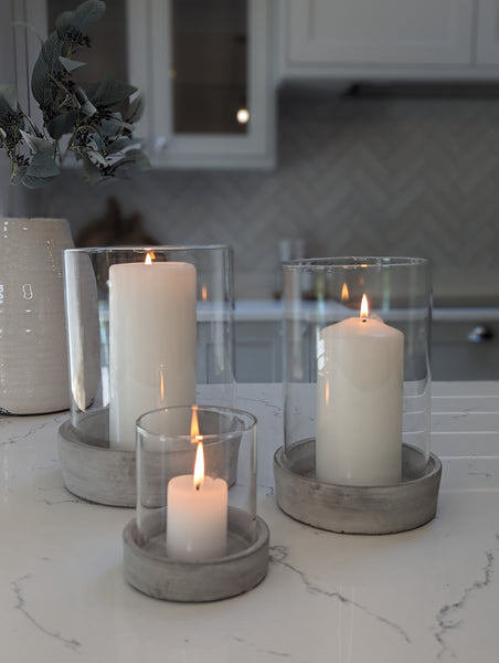 Set of 3 Concrete Hurricane Lanterns