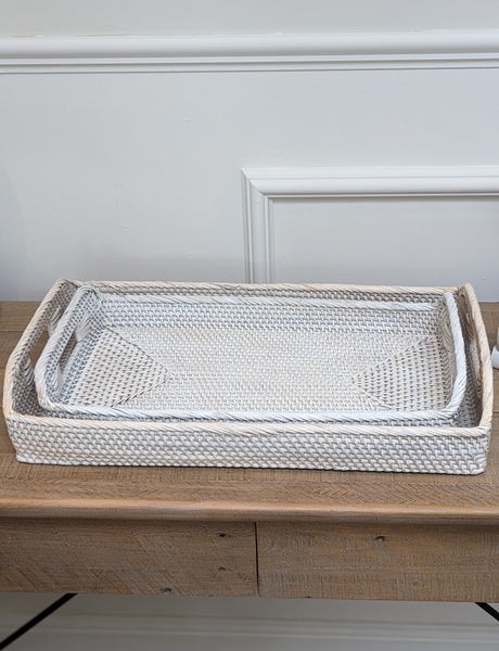 Large Rectangular Whitewash Trays