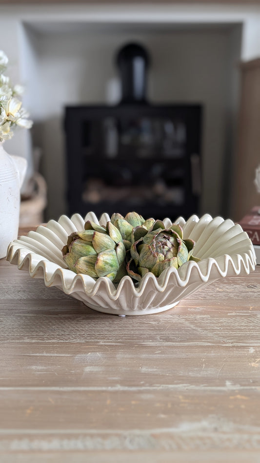 Large Natural Ruffle Bowl