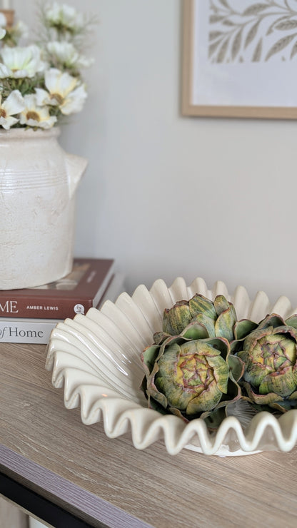 Large Natural Ruffle Bowl
