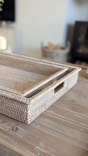 Large Rectangular Rattan Trays