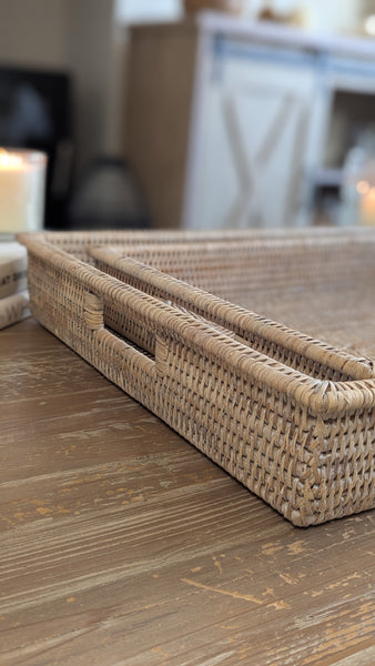 Large Rectangular Rattan Trays