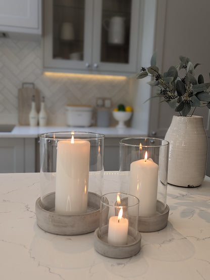 Set of 3 Concrete Hurricane Lanterns