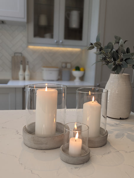 Set of 3 Concrete Hurricane Lanterns