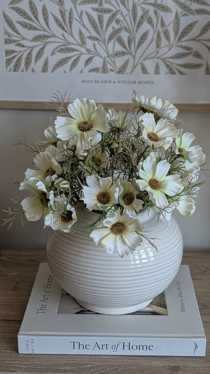 Cream Ribbed Lidded Jar